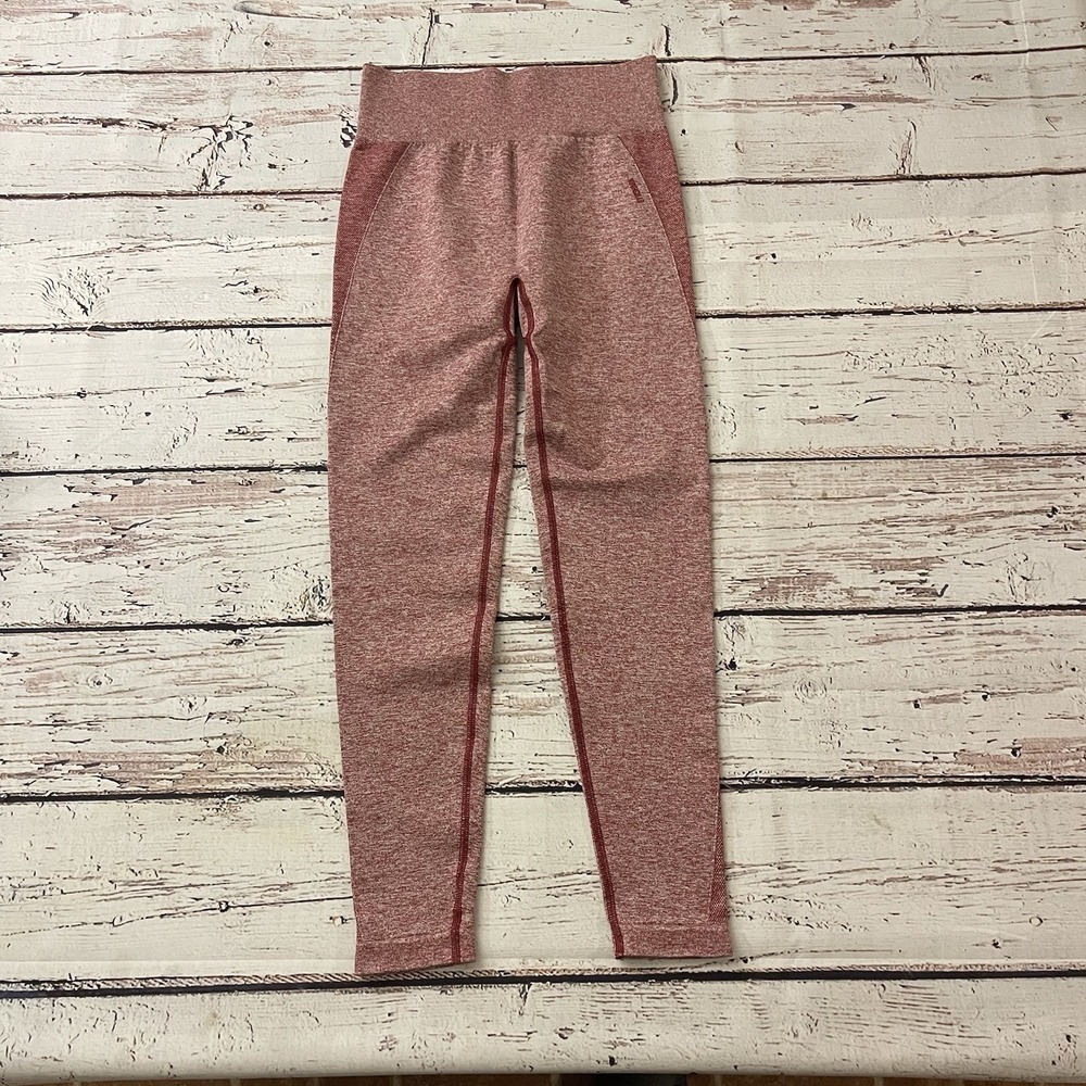 Gymshark Women's Flex High Waisted Leggings Burgundy Marl Size Large Inseam 25"